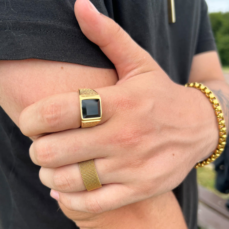 TEMPLE - Ring - Stainless Steel - Gold Plated