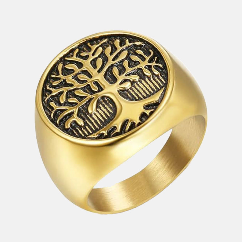 TREE - Ring - Titanium - Gold Plated
