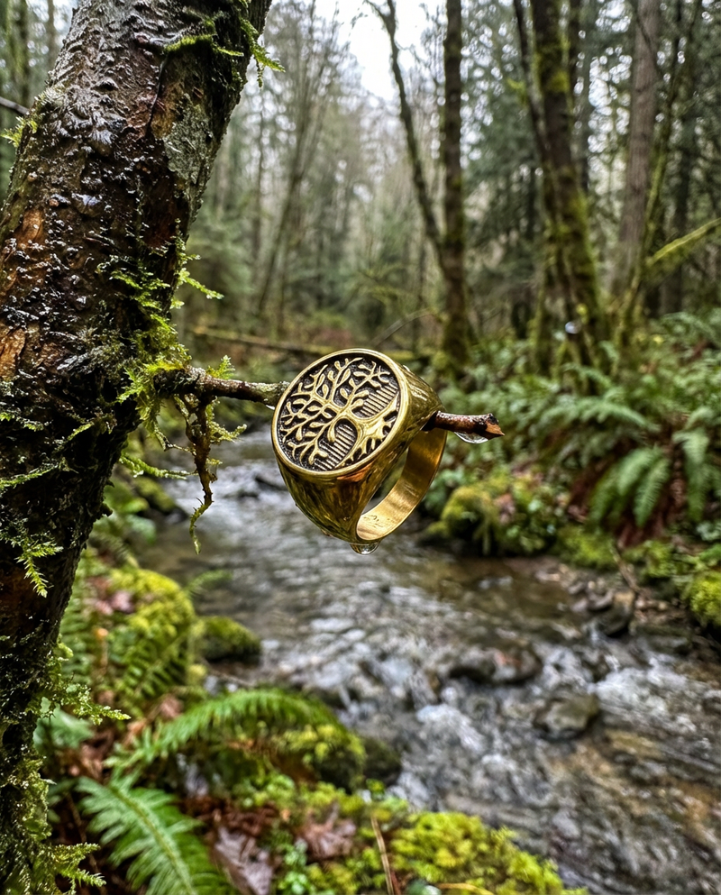 TREE - Ring - Titanium - Gold Plated